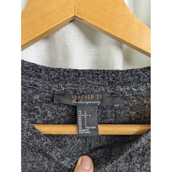 Forever 21 long sleeve, heather gray black mini dress, women's size Large E3 - Picture 3 of 7